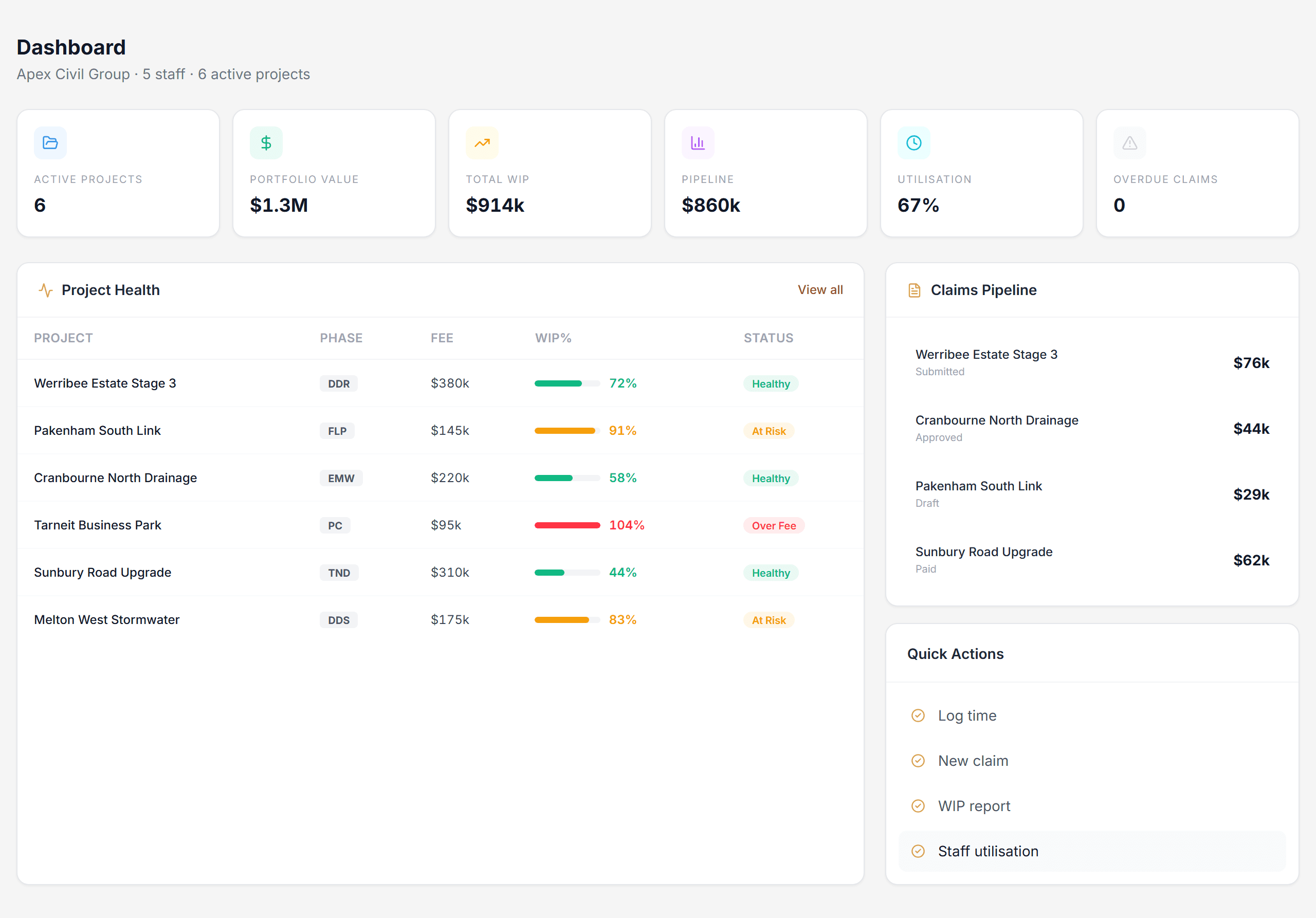 Portfolio — a screenshot of the Engis portfolio screen in the live demo